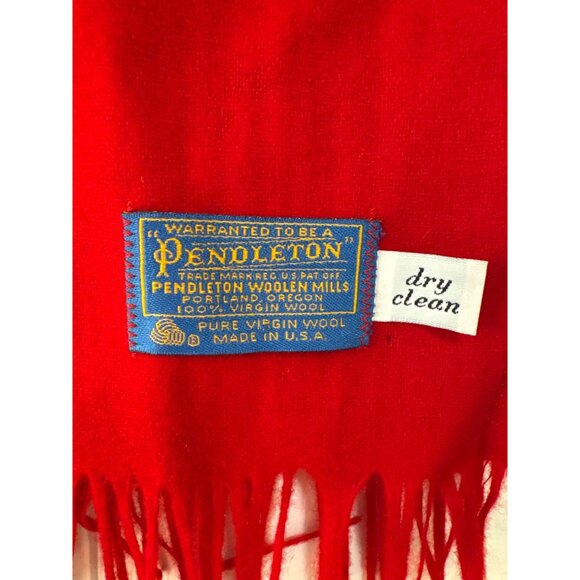 Vintage Pendleton Red Scarf with Fringe Made in USA - Picture 3 of 9